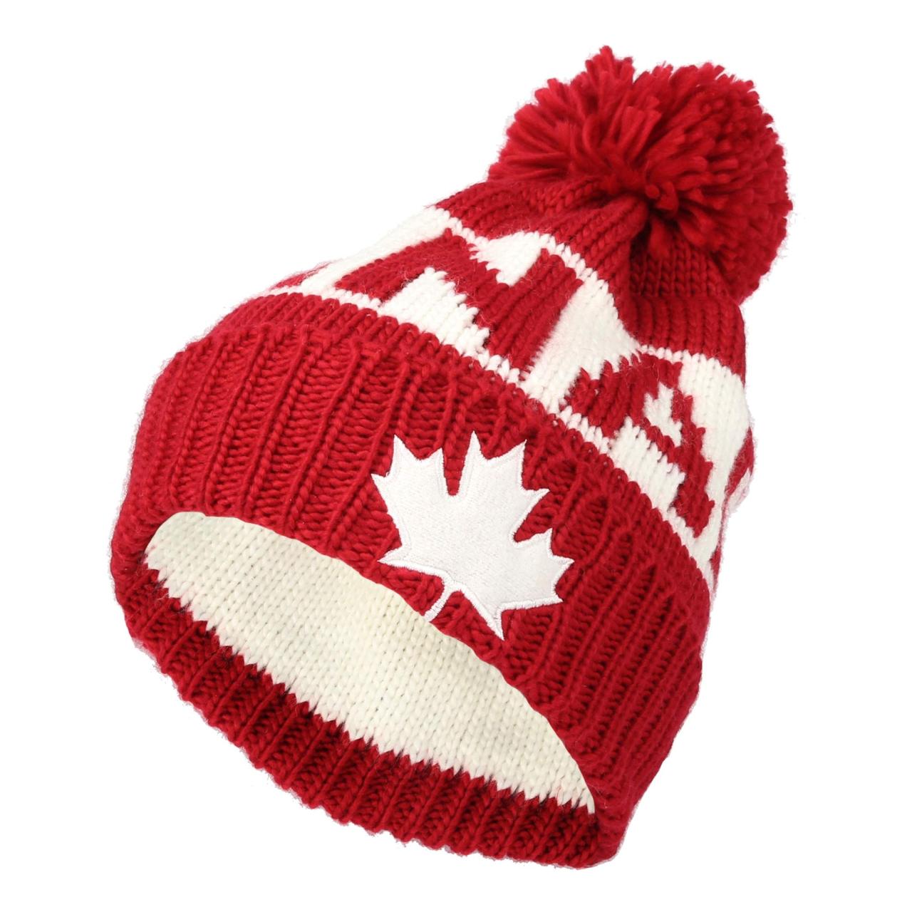 WITHMOONS Knit US Canada Flag Union Jack Pom Beanie Hat